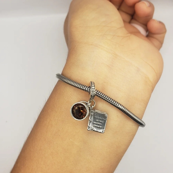 Bookworm Dangle Charm for Bracelet Reading Is My Superpower 925 Sterling Silver - Picture 2 of 7